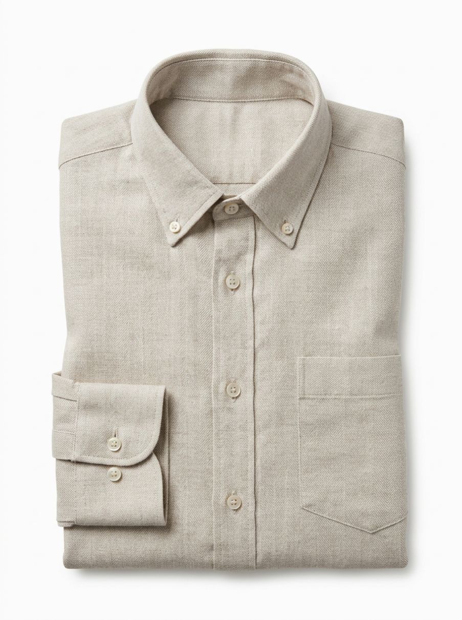 Washed Herringbone Linen Shirt